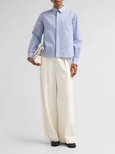 Sacai Women's Cotton Poplin Striped Shirt - Blue Stripe - Size XL | Thumbnail 2 Sacai Women's Cotton Poplin Striped Shirt - Blue Stripe - Size XL | Thumbnail 2