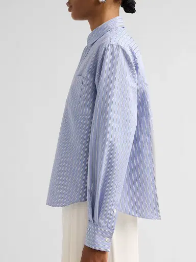 Sacai Women's Cotton Poplin Striped Shirt - Blue Stripe - Size XL | Thumbnail 5 Sacai Women's Cotton Poplin Striped Shirt - Blue Stripe - Size XL | Thumbnail 5