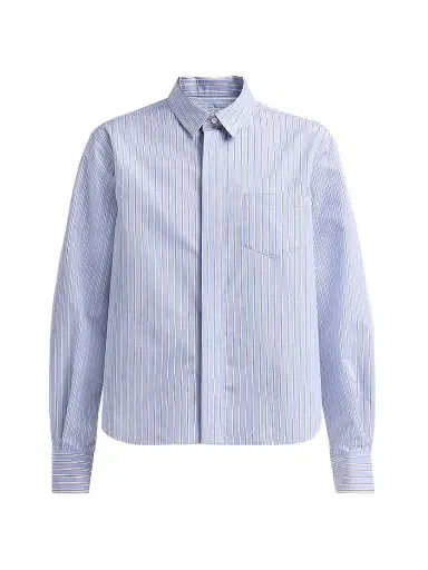 Sacai Women's Cotton Poplin Striped Shirt - Blue Stripe - Size XL | Thumbnail 1 Sacai Women's Cotton Poplin Striped Shirt - Blue Stripe - Size XL | Thumbnail 1