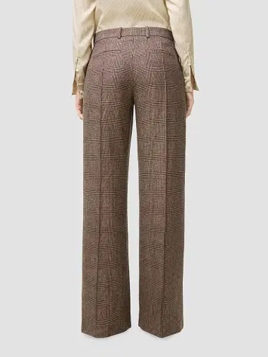 Burberry Women's Rozalyn Check Wool-Linen Tailored Trousers - Soap Beige - Size 14 | Thumbnail 3