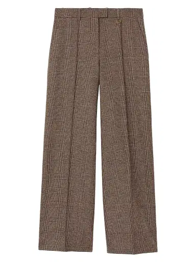 Burberry Women's Rozalyn Check Wool-Linen Tailored Trousers - Soap Beige - Size 14 | Thumbnail 1