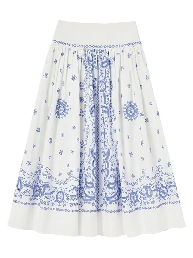 Self-Portrait Women's Bandana Embroidered Midi Skirt - White