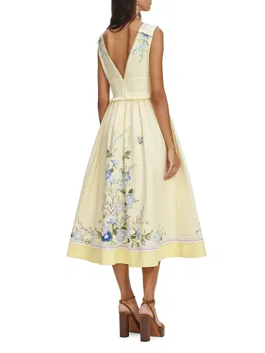 Self-Portrait Women's Floral Cotton Ruffle Midi Dress | Thumbnail 4 Self-Portrait Women's Floral Cotton Ruffle Midi Dress | Thumbnail 4