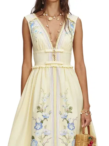 Self-Portrait Women's Floral Cotton Ruffle Midi Dress | Thumbnail 5 Self-Portrait Women's Floral Cotton Ruffle Midi Dress | Thumbnail 5