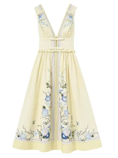 Self-Portrait Women's Floral Cotton Ruffle Midi Dress | Thumbnail 1 Self-Portrait Women's Floral Cotton Ruffle Midi Dress | Thumbnail 1