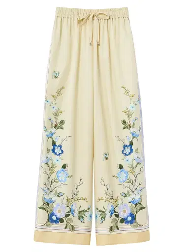 Self-Portrait Women's Floral Organza Wide-Leg Drawstring Pants - Yellow - Size 12 | Thumbnail 1 Self-Portrait Women's Floral Organza Wide-Leg Drawstring Pants - Yellow - Size 12 | Thumbnail 1