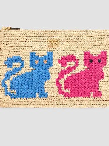 Valentino Garavani Women's Raffiachat Raffia Clutch with Embroidery - Natural | Thumbnail 7 Valentino Garavani Women's Raffiachat Raffia Clutch with Embroidery - Natural | Thumbnail 7