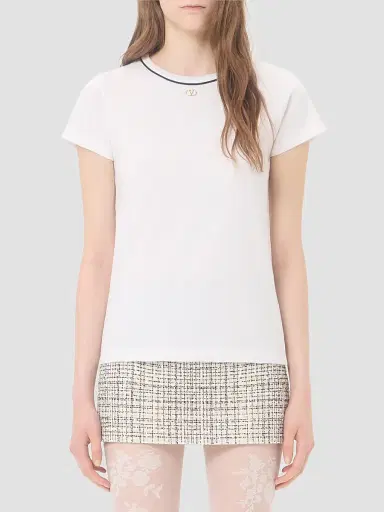 Valentino Garavani Women's Cotton Jersey T-Shirt - White - Size XL | Thumbnail 3