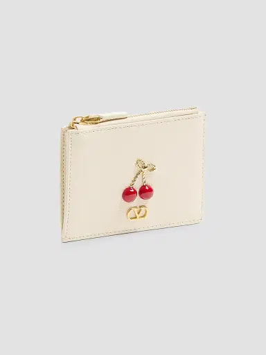 Valentino Garavani Women's Cherryfic Grainy Calfskin Cardholder - Light | Thumbnail 3