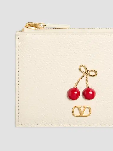 Valentino Garavani Women's Cherryfic Grainy Calfskin Cardholder - Light | Thumbnail 4
