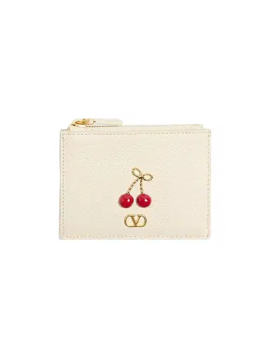 Valentino Garavani Women's Cherryfic Grainy Calfskin Cardholder - Light | Thumbnail 1