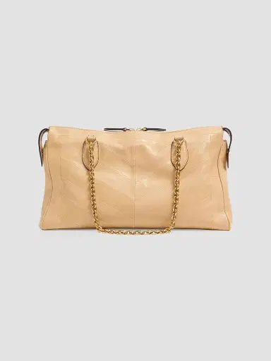 Valentino Garavani Women's Panthea Shoulder Bag in Nappa Leather with Chevron Pattern - Gold Beige | Thumbnail 4