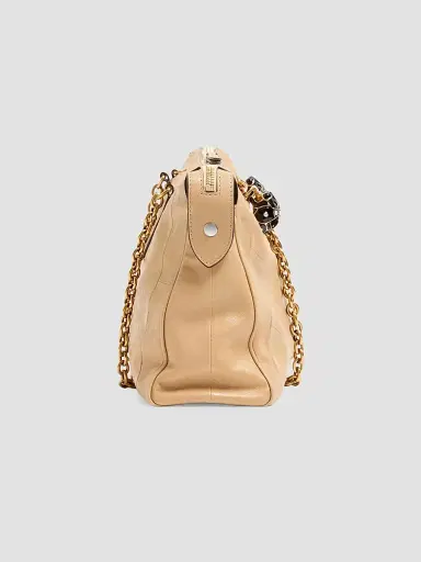 Valentino Garavani Women's Panthea Shoulder Bag in Nappa Leather with Chevron Pattern - Gold Beige | Thumbnail 6