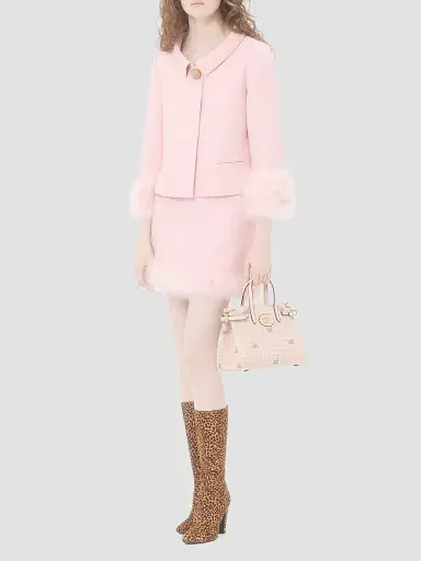 Valentino Garavani Women's Antibes Small Top Handle Bag in Vichy Le Chat De La Maison Canvas - Pink Ivory | Thumbnail 2 Valentino Garavani Women's Antibes Small Top Handle Bag in Vichy Le Chat De La Maison Canvas - Pink Ivory | Thumbnail 2