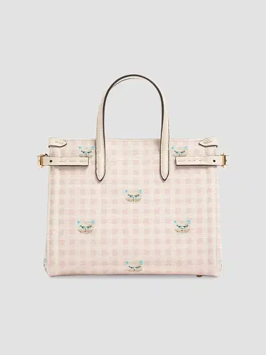 Valentino Garavani Women's Antibes Small Top Handle Bag in Vichy Le Chat De La Maison Canvas - Pink Ivory | Thumbnail 4 Valentino Garavani Women's Antibes Small Top Handle Bag in Vichy Le Chat De La Maison Canvas - Pink Ivory | Thumbnail 4
