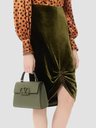 Valentino Garavani Women's VSling Top Handle Bag in Grainy Calfskin - Military Green | Thumbnail 3