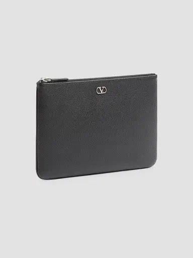 Valentino Garavani Men's VLogo Signature Grainy Calfskin Pouch - Black | Thumbnail 4 Valentino Garavani Men's VLogo Signature Grainy Calfskin Pouch - Black | Thumbnail 4