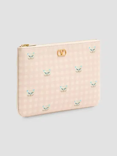 Valentino Garavani Women's Le Chat De La Maison Clutch in Grainy Calfskin - Pink | Thumbnail 3