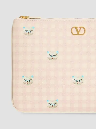 Valentino Garavani Women's Le Chat De La Maison Clutch in Grainy Calfskin - Pink | Thumbnail 7