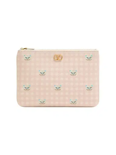 Valentino Garavani Women's Le Chat De La Maison Clutch in Grainy Calfskin - Pink | Thumbnail 1