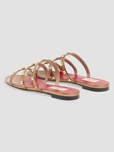 Valentino Garavani Women's Rockstud Laminated Nappa Slide Sandals - Gold - Size 9 | Thumbnail 3 Valentino Garavani Women's Rockstud Laminated Nappa Slide Sandals - Gold - Size 9 | Thumbnail 3