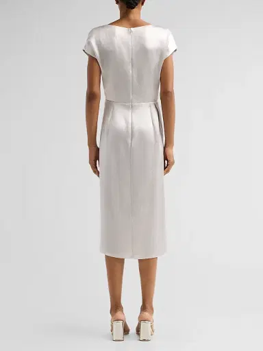 Giorgio Armani Women's Draped Satin Sheath Midi Dress - Antarctica - Size 16 | Thumbnail 3