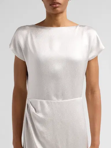 Giorgio Armani Women's Draped Satin Sheath Midi Dress - Antarctica - Size 16 | Thumbnail 5