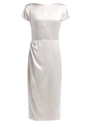 Giorgio Armani Women's Draped Satin Sheath Midi Dress - Antarctica - Size 16 | Thumbnail 1