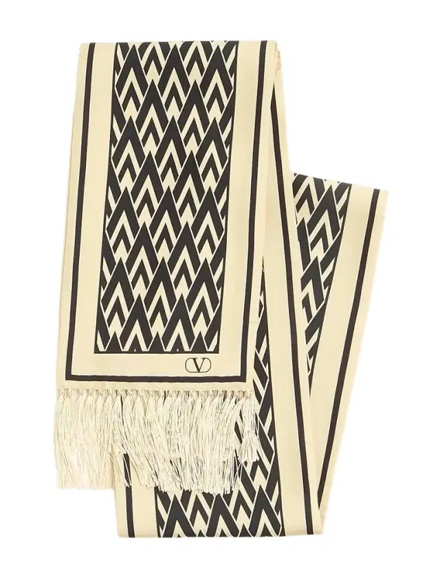 Valentino Garavani Women's Toute La V Silk Bandeau Scarf - Cream Black