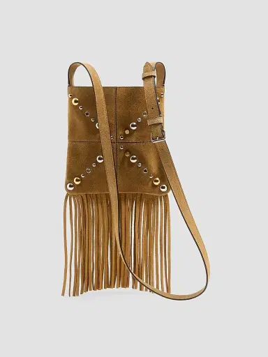 Valentino Garavani Women's Nellcôte Shoulder Bag in Suede with Fringes - Havana | Thumbnail 2 Valentino Garavani Women's Nellcôte Shoulder Bag in Suede with Fringes - Havana | Thumbnail 2