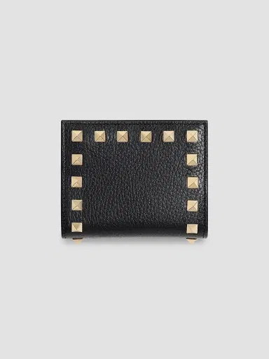 Valentino Garavani Women's Rockstud Wallet in Grainy Calfskin - Black | Thumbnail 2 Valentino Garavani Women's Rockstud Wallet in Grainy Calfskin - Black | Thumbnail 2