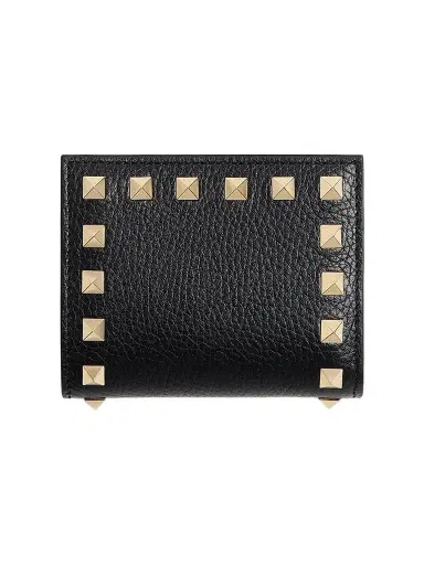 Valentino Garavani Women's Rockstud Wallet in Grainy Calfskin - Black | Thumbnail 1 Valentino Garavani Women's Rockstud Wallet in Grainy Calfskin - Black | Thumbnail 1