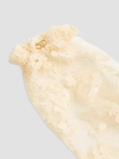 Valentino Garavani Women's VLogo Signature Lace Gloves - Butter Gold - Size 6 | Thumbnail 3