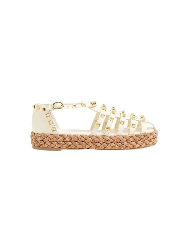 Valentino Garavani Women's Rockstud Fishermen 30MM Sandals -  Natural
