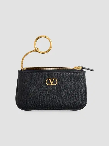 Valentino Garavani Women's Grainy Calfskin Key Ring - Black | Thumbnail 4