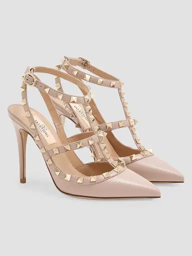 Valentino Garavani Women's Rockstud Ankle Strap 100MM Pumps - Poudre - Size 4.5 | Thumbnail 2 Valentino Garavani Women's Rockstud Ankle Strap 100MM Pumps - Poudre - Size 4.5 | Thumbnail 2