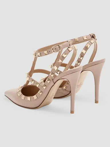 Valentino Garavani Women's Rockstud Ankle Strap 100MM Pumps - Poudre - Size 4.5 | Thumbnail 3 Valentino Garavani Women's Rockstud Ankle Strap 100MM Pumps - Poudre - Size 4.5 | Thumbnail 3