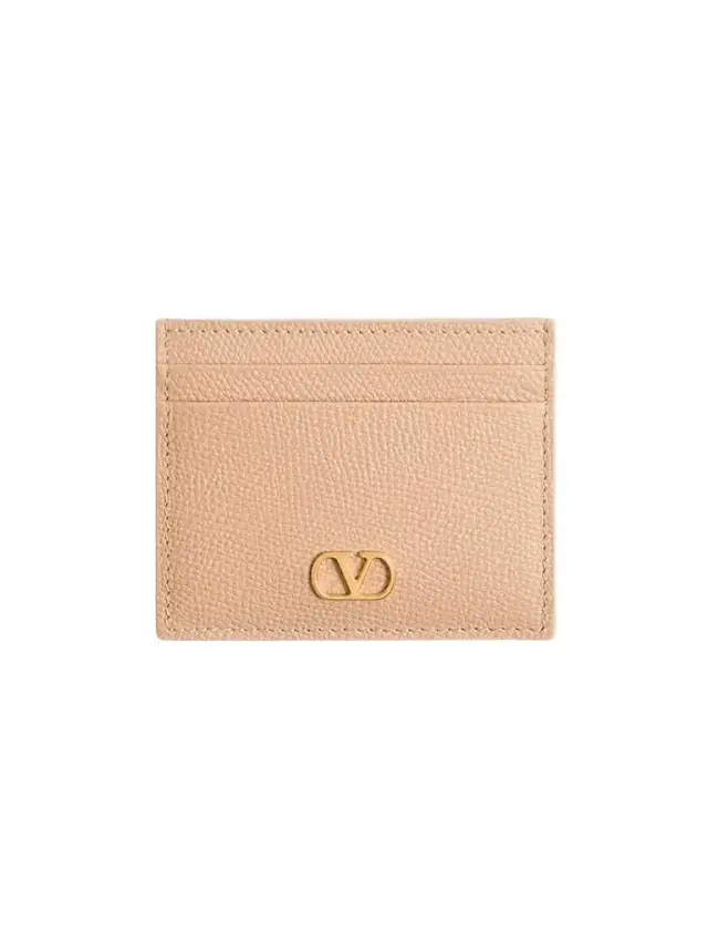 Valentino Garavani Women's VLogo Signature Grainy Calfskin Card Holder - Rose Sand