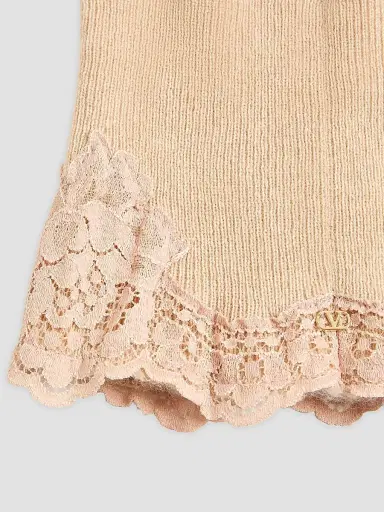 Valentino Garavani Women's VLogo Signature Cashmere and Lace Headband - Alabaster | Thumbnail 4