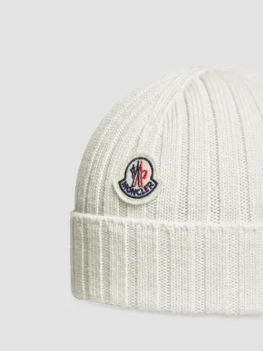 Moncler Baby Girl's Beanie Hat in Wool - White - Size XS | Thumbnail 3 Moncler Baby Girl's Beanie Hat in Wool - White - Size XS | Thumbnail 3