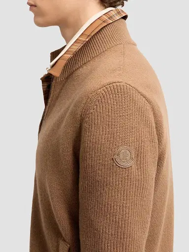 Moncler Men's Cardigan in Wool and Cashmere - Light Brown - Size XXL | Thumbnail 4 Moncler Men's Cardigan in Wool and Cashmere - Light Brown - Size XXL | Thumbnail 4