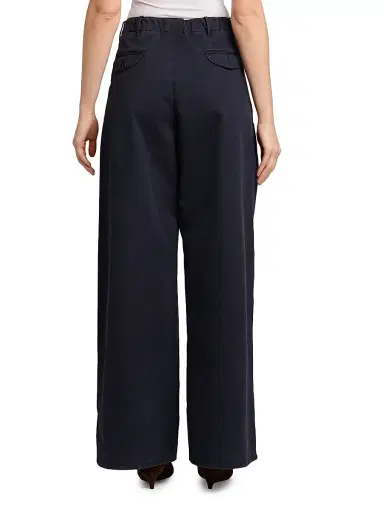 Jil Sander Women's Cotton Crease-Front Wide-Leg Trousers - Midnight | Thumbnail 5 Jil Sander Women's Cotton Crease-Front Wide-Leg Trousers - Midnight | Thumbnail 5