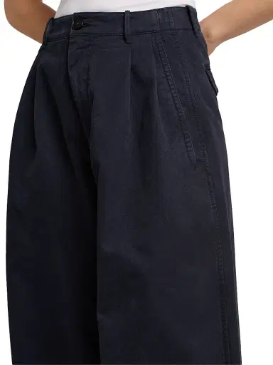 Jil Sander Women's Cotton Crease-Front Wide-Leg Trousers - Midnight | Thumbnail 6 Jil Sander Women's Cotton Crease-Front Wide-Leg Trousers - Midnight | Thumbnail 6