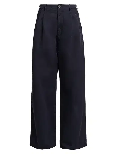 Jil Sander Women's Cotton Crease-Front Wide-Leg Trousers - Midnight | Thumbnail 1 Jil Sander Women's Cotton Crease-Front Wide-Leg Trousers - Midnight | Thumbnail 1
