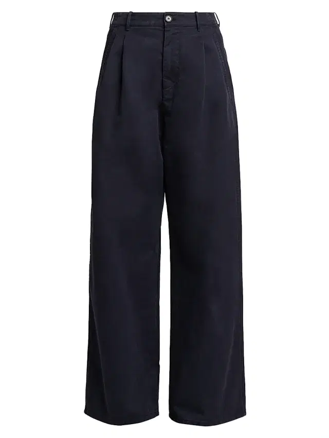 Women's Cotton Crease-Front Wide-Leg Trousers - Midnight Women's Cotton Crease-Front Wide-Leg Trousers - Midnight