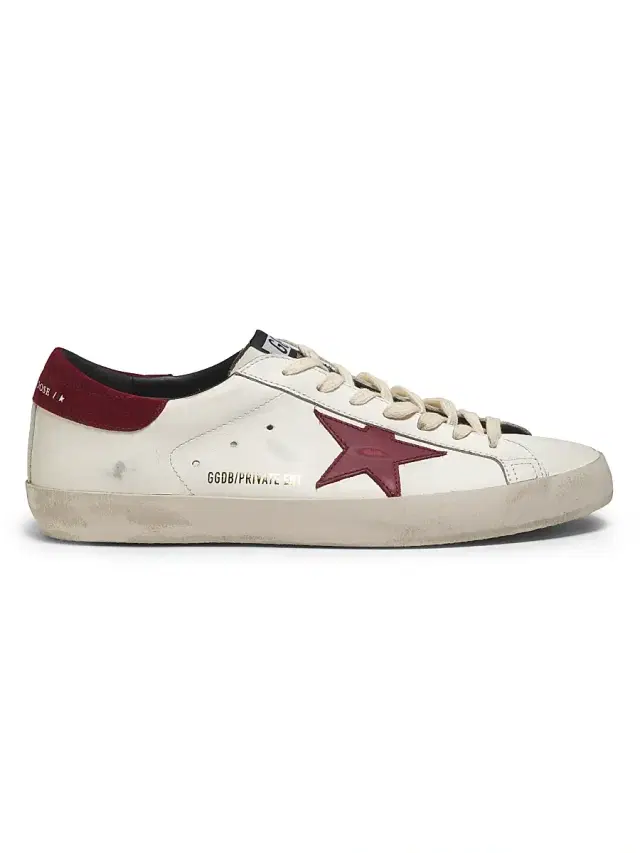 Men's Super-Star Leather Low-Top Sneakers - White Red