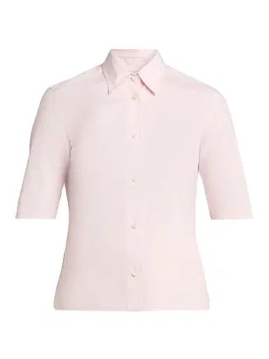 Jil Sander Women's Cotton Poplin Short-Sleeve Shirt - Rose - Size 8 | Thumbnail 1 Jil Sander Women's Cotton Poplin Short-Sleeve Shirt - Rose - Size 8 | Thumbnail 1