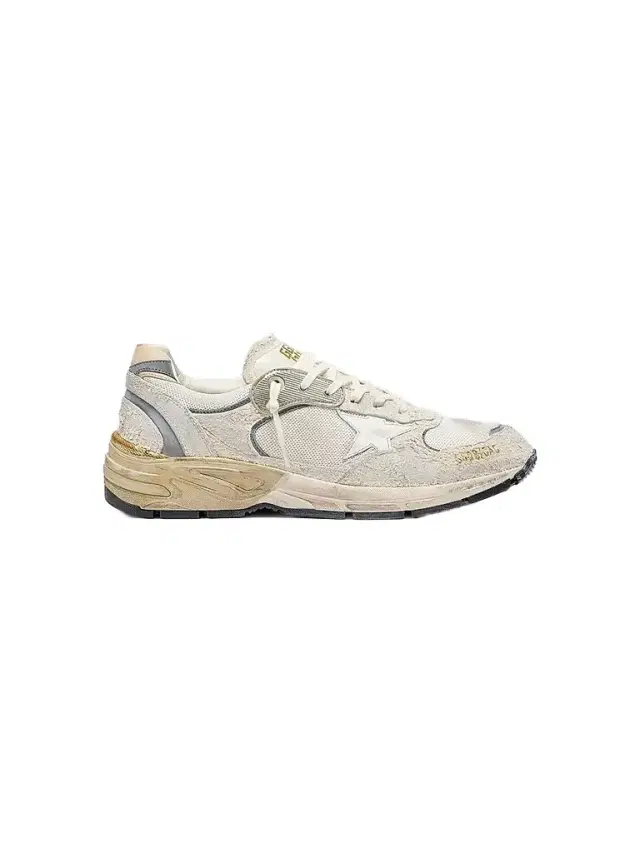 Golden Goose Men's Distressed Mesh-Leather Low-Top Running Sneakers - White Silver