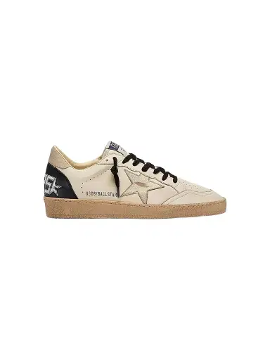 Golden Goose Men's Ball Star Leather Low-Top Sneakers - White Beige Platinum Black - Size 14 | Thumbnail 1