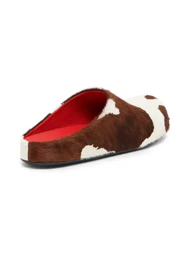 Marni Men's Fussbett Cow-Print Calf Hair Sabots - Lily White Brown - Size 13 | Thumbnail 3